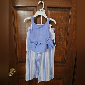 Toddler Purple Top with Striped Pants - 3T